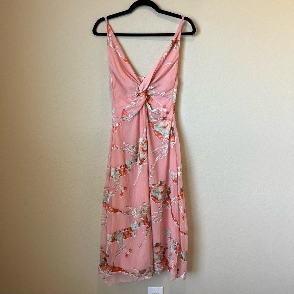 Topshop Twist Front Burnout Dress In Blush - Picture 2 of 6